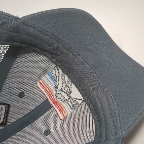 Patagonia Trucker Hat Blue OS Snapback Mesh Back Adjustable Mountain Logo Hat - Picture 8 of 8